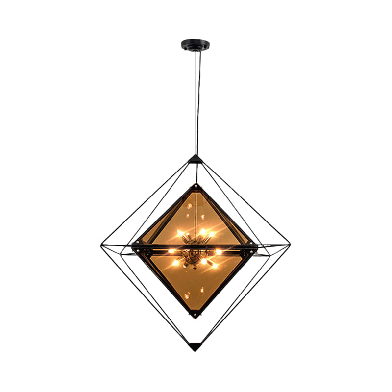 Contemporary Polygon Ceiling Pendant Light Amber/Smoke Gray Glass 1 Light Dining Room Suspension Light, 8"/16" Wide Clearhalo 'Ceiling Lights' 'Chandeliers' 'Glass shade' 'Glass' 'Modern Pendants' 'Modern' 'Pendant Lights' 'Pendants' Lighting' 209801
