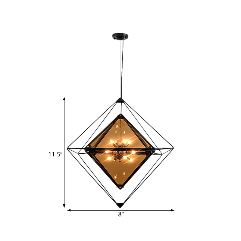 Contemporary Polygon Ceiling Pendant Light Amber/Smoke Gray Glass 1 Light Dining Room Suspension Light, 8"/16" Wide Clearhalo 'Ceiling Lights' 'Chandeliers' 'Glass shade' 'Glass' 'Modern Pendants' 'Modern' 'Pendant Lights' 'Pendants' Lighting' 209802