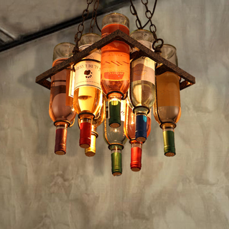 Metal 1/2/3 Lights Rust Dining Room Hanging Light Kit Industrial Round/Square/Rectangle Pendant Lighting Rust Square Clearhalo 'Ceiling Lights' 'Chandeliers' 'Glass shade' 'Glass' 'Industrial Chandeliers' 'Industrial' 'Middle Century Chandeliers' 'Tiffany' Lighting' 209808