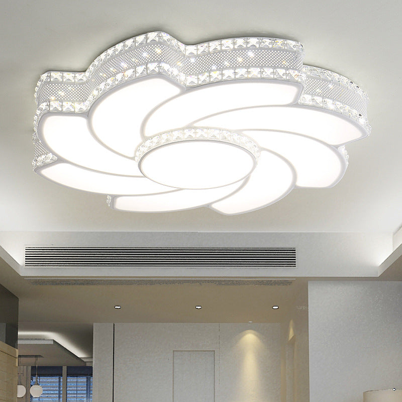 Flower Metal Flush Ceiling Light Modern LED White Ceiling Light Fixture in White/Warm Light, 19"/23.5" Wide Clearhalo 'Ceiling Lights' 'Close To Ceiling Lights' 'Close to ceiling' 'Flush mount' Lighting' 209884