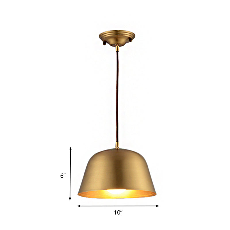 1 Light Cone/Dome Shade Hanging Light Industrial Style Brass Finish Metallic Ceiling Fixture for Foyer Clearhalo 'Ceiling Lights' 'Modern Pendants' 'Modern' 'Pendant Lights' 'Pendants' Lighting' 210013