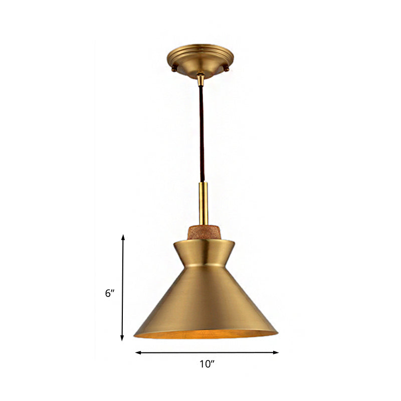 1 Light Cone/Dome Shade Hanging Light Industrial Style Brass Finish Metallic Ceiling Fixture for Foyer Clearhalo 'Ceiling Lights' 'Modern Pendants' 'Modern' 'Pendant Lights' 'Pendants' Lighting' 210016