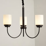 3/6/8 Lights Ceiling Light Traditional Cylinder Opal Glass Hanging Chandelier in Black for Living Room Clearhalo 'Ceiling Lights' 'Chandeliers' Lighting' options 210053