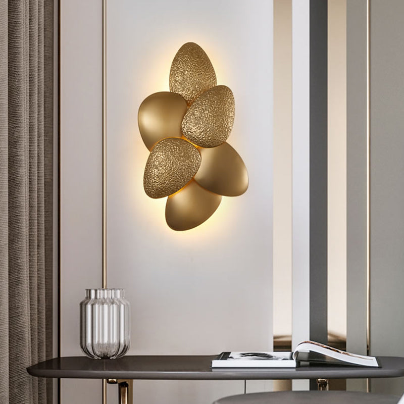 Stainless Steel Squama Wall Light Modern 3/6 Lights Gold Sconce Light Fixture for Bedroom 3.0 Gold Clearhalo 'Cast Iron' 'Glass' 'Industrial' 'Modern wall lights' 'Modern' 'Tiffany' 'Traditional wall lights' 'Wall Lamps & Sconces' 'Wall Lights' Lighting' 210080