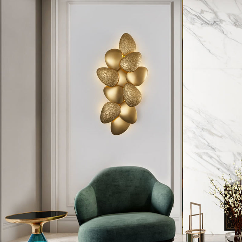 Stainless Steel Squama Wall Light Modern 3/6 Lights Gold Sconce Light Fixture for Bedroom 6.0 Gold Clearhalo 'Cast Iron' 'Glass' 'Industrial' 'Modern wall lights' 'Modern' 'Tiffany' 'Traditional wall lights' 'Wall Lamps & Sconces' 'Wall Lights' Lighting' 210085
