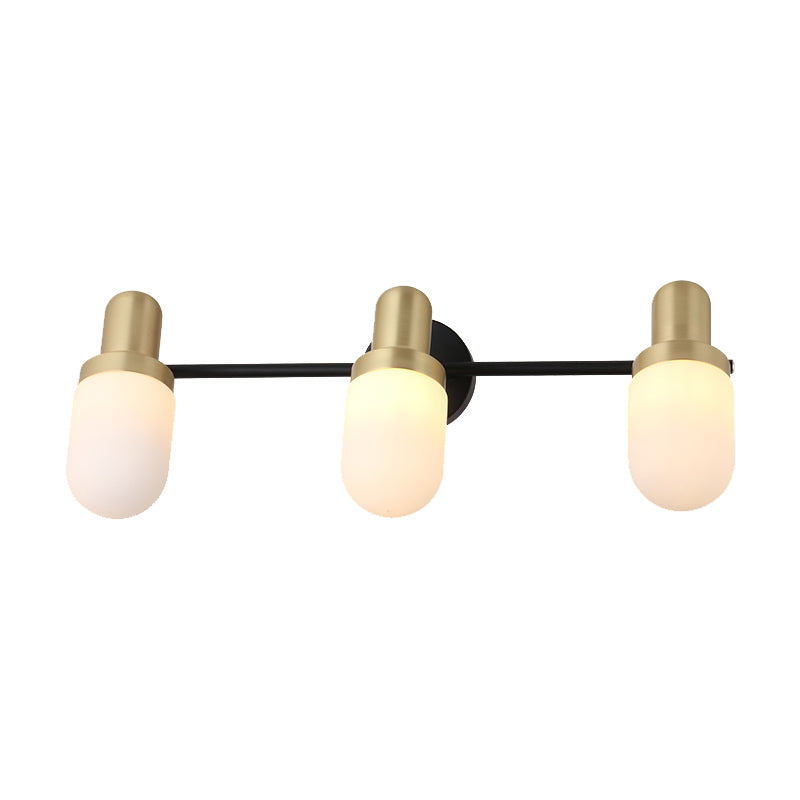 Modern Capsule Glass Sconce Light 1/2/3 Lights Wall Mount Light with Black Arm and Backplate Clearhalo 'Cast Iron' 'Glass' 'Industrial' 'Modern wall lights' 'Modern' 'Tiffany' 'Traditional wall lights' 'Wall Lamps & Sconces' 'Wall Lights' Lighting' 210120