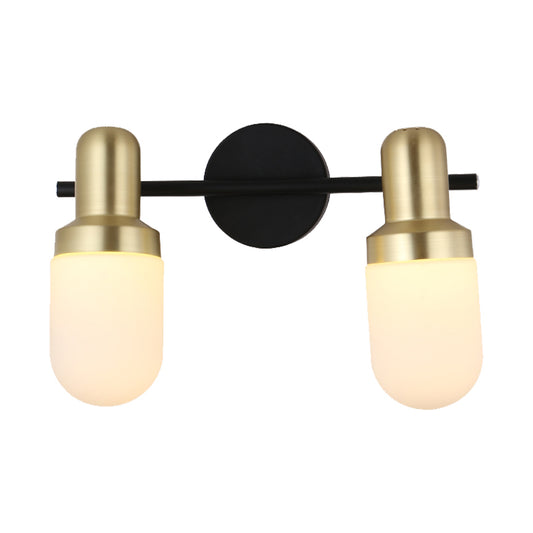Modern Capsule Glass Sconce Light 1/2/3 Lights Wall Mount Light with Black Arm and Backplate Clearhalo 'Cast Iron' 'Glass' 'Industrial' 'Modern wall lights' 'Modern' 'Tiffany' 'Traditional wall lights' 'Wall Lamps & Sconces' 'Wall Lights' Lighting' 210124