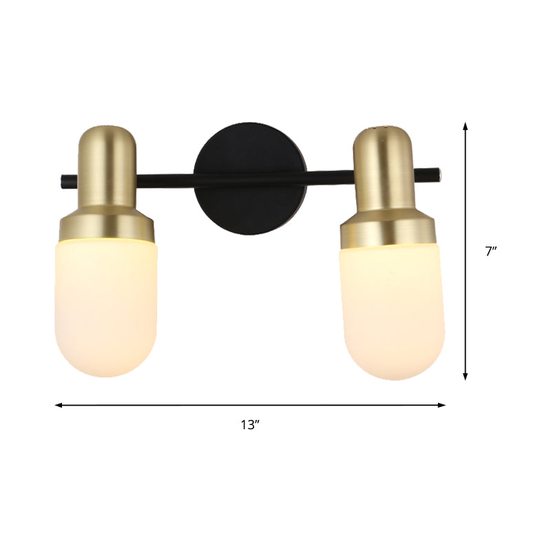 Modern Capsule Glass Sconce Light 1/2/3 Lights Wall Mount Light with Black Arm and Backplate Clearhalo 'Cast Iron' 'Glass' 'Industrial' 'Modern wall lights' 'Modern' 'Tiffany' 'Traditional wall lights' 'Wall Lamps & Sconces' 'Wall Lights' Lighting' 210125