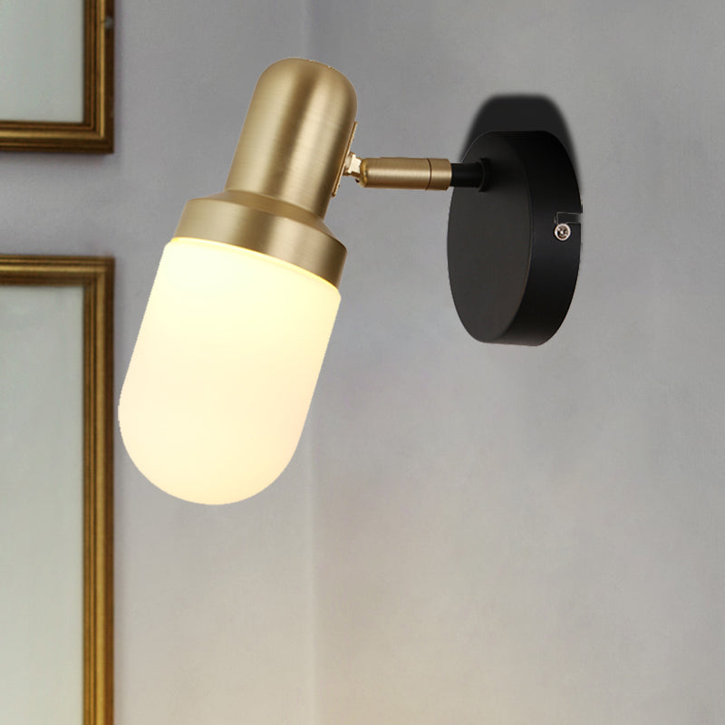 Modern Capsule Glass Sconce Light 1/2/3 Lights Wall Mount Light with Black Arm and Backplate Clearhalo 'Cast Iron' 'Glass' 'Industrial' 'Modern wall lights' 'Modern' 'Tiffany' 'Traditional wall lights' 'Wall Lamps & Sconces' 'Wall Lights' Lighting' 210127