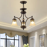 Deep Tan Bell Pendant Lighting Traditional Frosted Glass 3/5/6 Lights Living Room Chandelier Clearhalo 'Ceiling Lights' 'Chandeliers' Lighting' options 210136