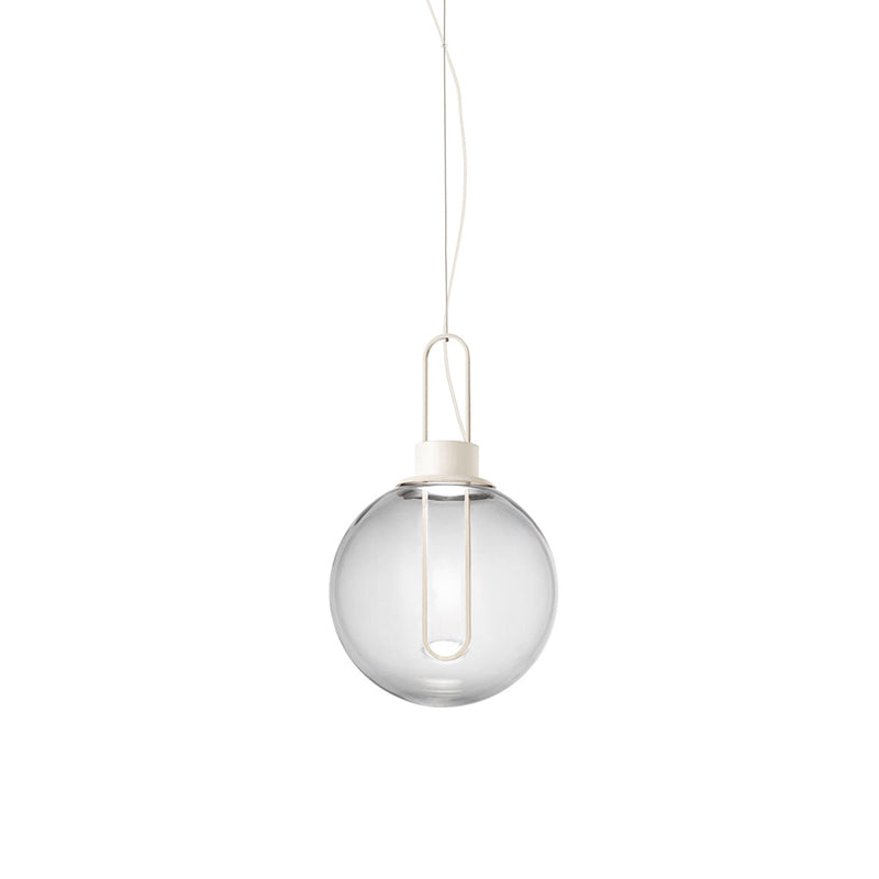 Sphere Pendant Lighting Contemporary Clear Glass 1 Light White/Black Hanging Lamp Fixture for Restaurant in White Light Clearhalo 'Ceiling Lights' 'Glass shade' 'Glass' 'Modern Pendants' 'Modern' 'Pendant Lights' 'Pendants' Lighting' 210258