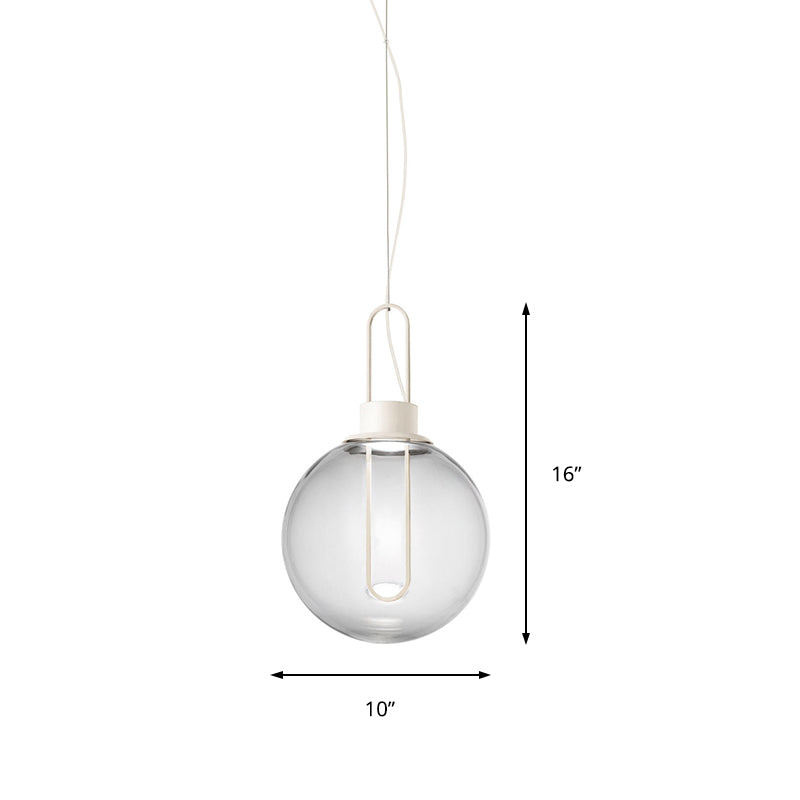 Sphere Pendant Lighting Contemporary Clear Glass 1 Light White/Black Hanging Lamp Fixture for Restaurant in White Light Clearhalo 'Ceiling Lights' 'Glass shade' 'Glass' 'Modern Pendants' 'Modern' 'Pendant Lights' 'Pendants' Lighting' 210259