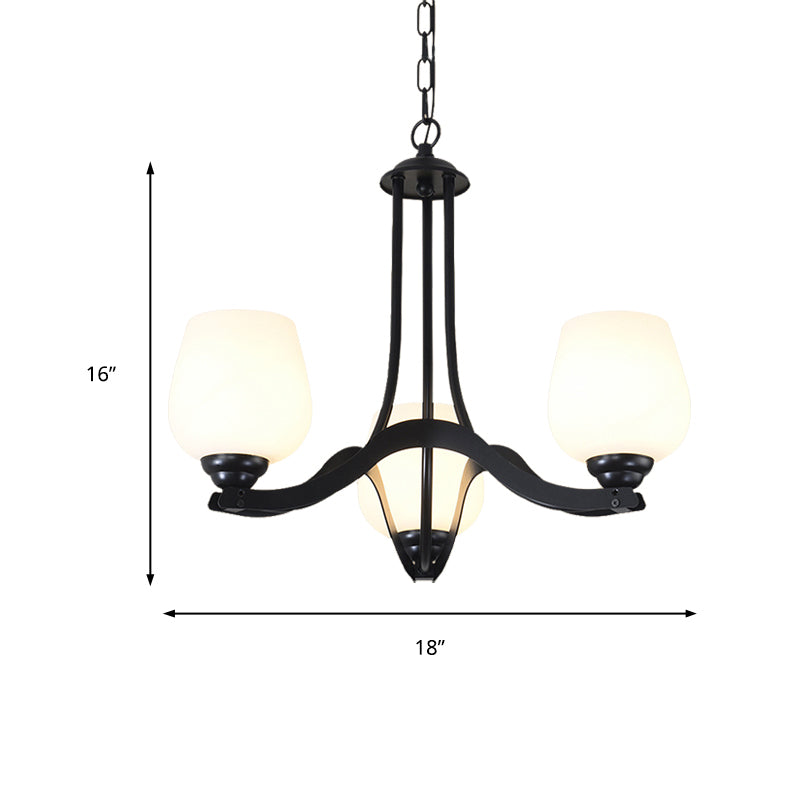 3/6/8 Lights Ceiling Lamp Sputnik Frosted Glass Traditional Living Room Chandelier in Black with Cup Shaped Clearhalo 'Ceiling Lights' 'Chandeliers' Lighting' options 210272