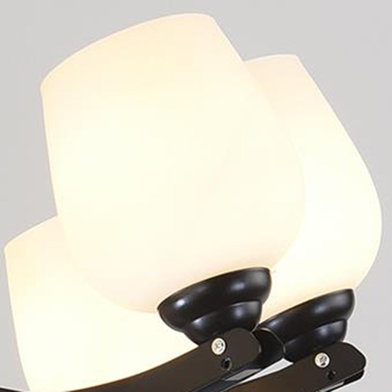 3/6/8 Lights Ceiling Lamp Sputnik Frosted Glass Traditional Living Room Chandelier in Black with Cup Shaped Clearhalo 'Ceiling Lights' 'Chandeliers' Lighting' options 210279