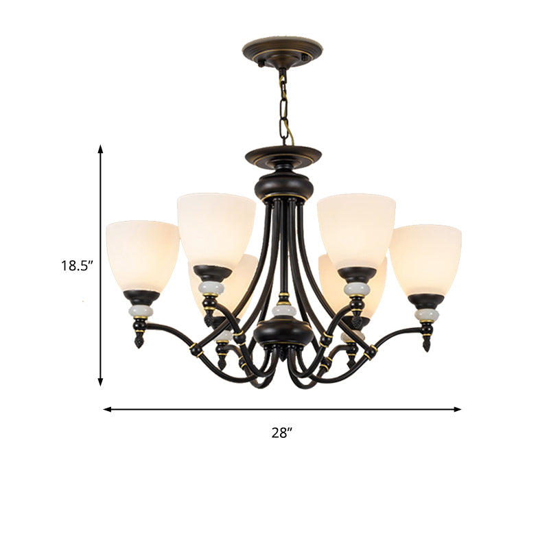 3/6/8 Lights Chandelier Light Sputnik White Glass Classic Dining Room Ceiling Lamp with Cup Shaped Clearhalo 'Ceiling Lights' 'Chandeliers' Lighting' options 210303