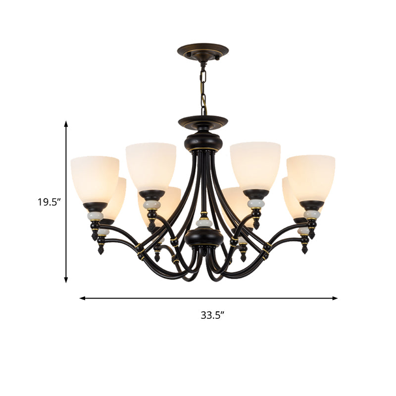 3/6/8 Lights Chandelier Light Sputnik White Glass Classic Dining Room Ceiling Lamp with Cup Shaped Clearhalo 'Ceiling Lights' 'Chandeliers' Lighting' options 210306