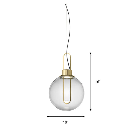 Sphere Pendant Modernist Clear Glass 1 Light Gold/Chrome/Rose Gold Hanging Ceiling Light in White Light Clearhalo 'Ceiling Lights' 'Chandeliers' 'Glass shade' 'Glass' 'Modern Pendants' 'Modern' 'Pendant Lights' 'Pendants' Lighting' 210341