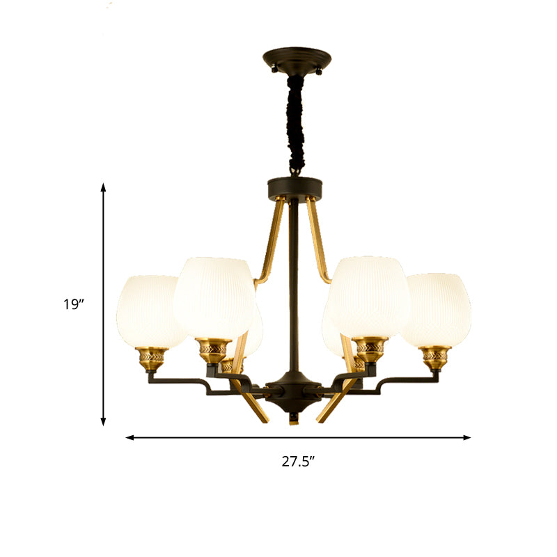 6/8/15 Lights Frosted Glass Pendant Chandelier Traditional Brass Cup Living Room Hanging Ceiling Fixture Clearhalo 'Ceiling Lights' 'Chandeliers' Lighting' options 210374