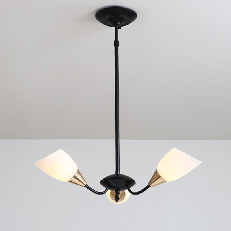 Black 3/6/8 Lights Pendant Chandelier Classic Frosted Glass Oval Shade Hanging Light with Sputnik Design Clearhalo 'Ceiling Lights' 'Chandeliers' Lighting' options 210486