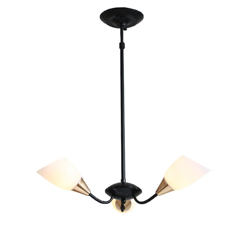 Black 3/6/8 Lights Pendant Chandelier Classic Frosted Glass Oval Shade Hanging Light with Sputnik Design Clearhalo 'Ceiling Lights' 'Chandeliers' Lighting' options 210487