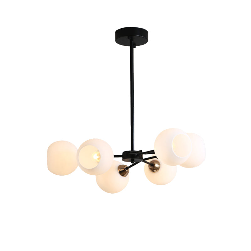 Black Globe Shade Chandelier Lamp Traditional White Glass 6/12/18 Lights Living Room Hanging Light with Sputnik Design Clearhalo 'Ceiling Lights' 'Chandeliers' Lighting' options 210561