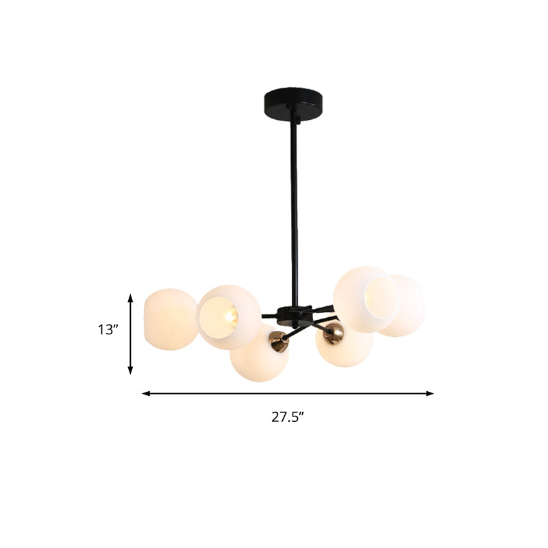 Black Globe Shade Chandelier Lamp Traditional White Glass 6/12/18 Lights Living Room Hanging Light with Sputnik Design Clearhalo 'Ceiling Lights' 'Chandeliers' Lighting' options 210562