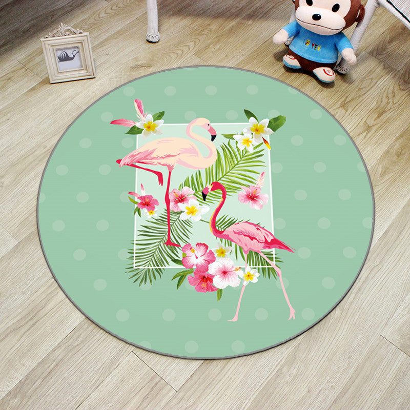 Multi-Color Princess Rug Polyester Botanics Animal Carpet Anti-Slip Backing Machine Washable Pet Friendly Rug for Kids Room Light Green Clearhalo 'Area Rug' 'Rug' 2105852