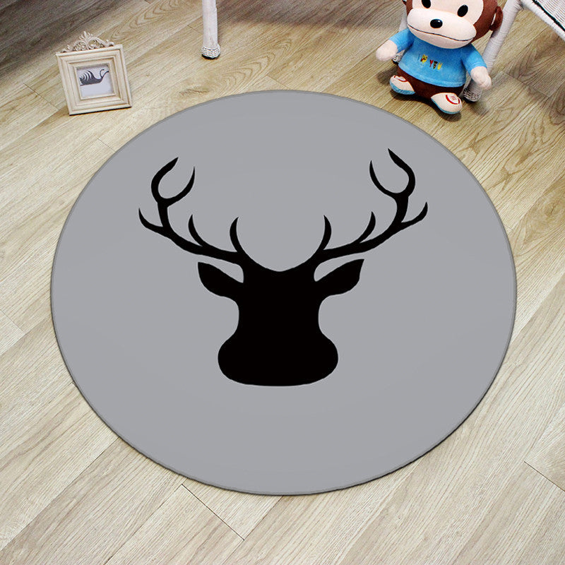 Multi-Color Princess Rug Polyester Botanics Animal Carpet Anti-Slip Backing Machine Washable Pet Friendly Rug for Kids Room Black-Gray Clearhalo 'Area Rug' 'Rug' 2105855