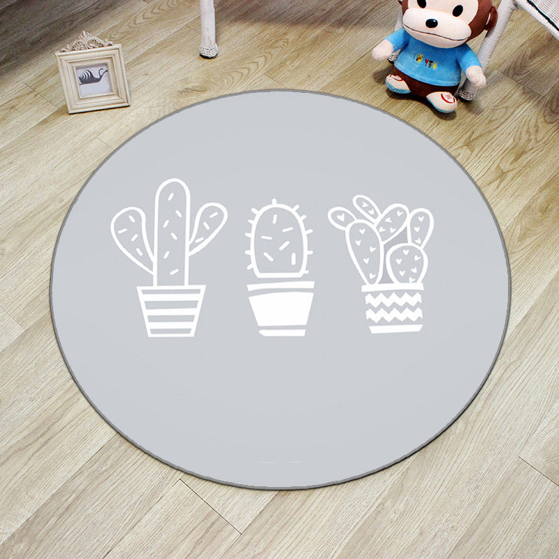 Multi-Color Princess Rug Polyester Botanics Animal Carpet Anti-Slip Backing Machine Washable Pet Friendly Rug for Kids Room Grey Clearhalo 'Area Rug' 'Rug' 2105856