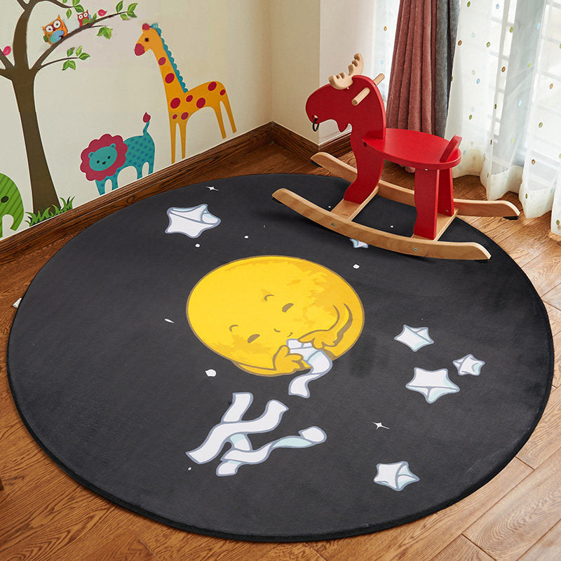 Stylish Cartoon Rug Multicolor Fairy Tale World Rug Non-Slip Backing Machine Washable Stain Resistant Carpet for Nursery School Black Clearhalo 'Area Rug' 'Rug' 2105938