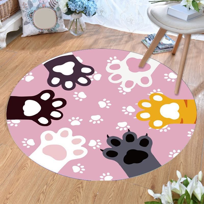 Aesthetics Animal Pattern Rug Multi Colored Cartoon Carpet Polyester Machine Washable Anti-Slip Backing Pet Friendly Rug for Child Room Pink Clearhalo 'Area Rug' 'Rug' 2105954