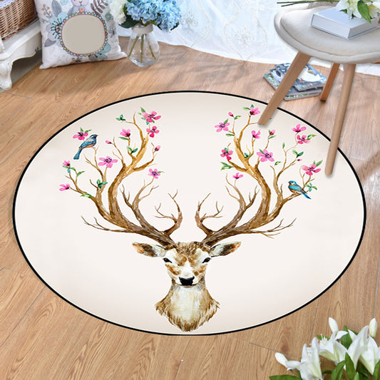 Aesthetics Animal Pattern Rug Multi Colored Cartoon Carpet Polyester Machine Washable Anti-Slip Backing Pet Friendly Rug for Child Room White Clearhalo 'Area Rug' 'Rug' 2105956