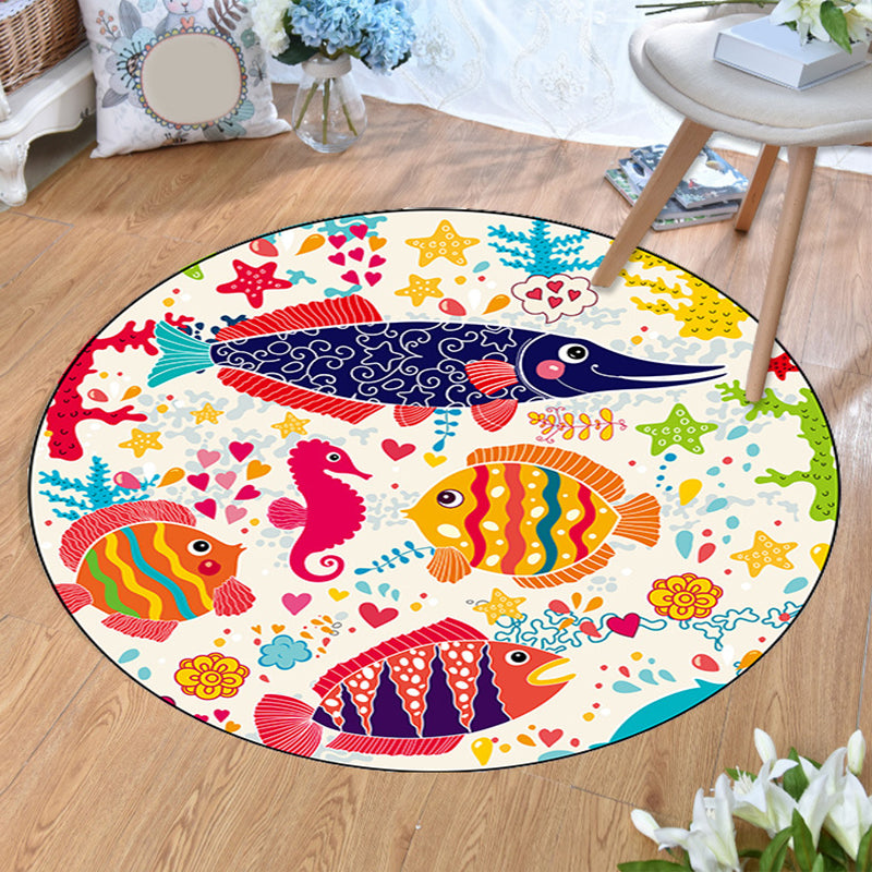 Aesthetics Animal Pattern Rug Multi Colored Cartoon Carpet Polyester Machine Washable Anti-Slip Backing Pet Friendly Rug for Child Room Yellow Clearhalo 'Area Rug' 'Rug' 2105961