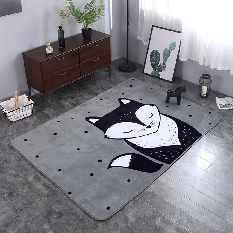 Multicolor Living Room Play Rug Cartoon City Road Animal Carpet Polypropylene Stain Resistant Washable Anti-Slip Backing Rug Black 4'9" x 6'5" Clearhalo 'Area Rug' 'Rug' 2106154