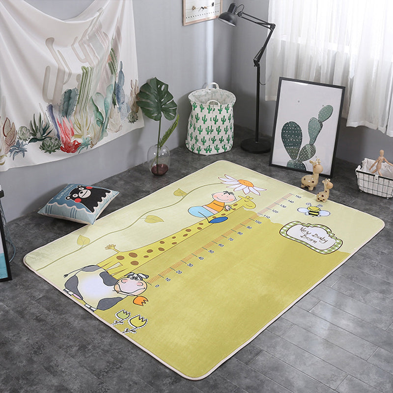 Multicolor Living Room Play Rug Cartoon City Road Animal Carpet Polypropylene Stain Resistant Washable Anti-Slip Backing Rug Yellow 4'9" x 6'5" Clearhalo 'Area Rug' 'Rug' 2106156