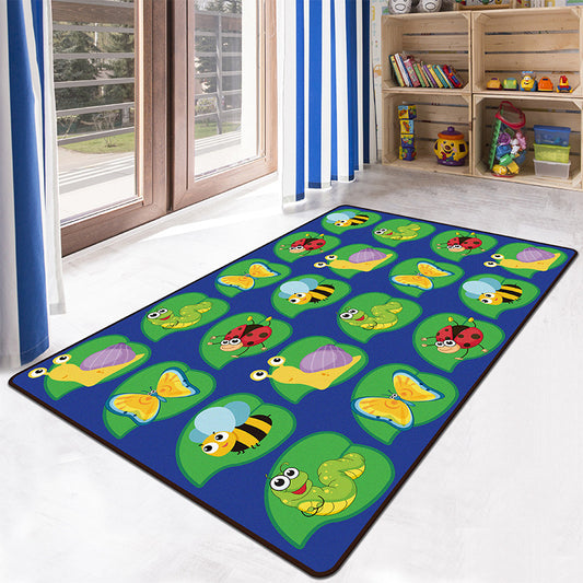 Educational Multicolor Zoo Print Rug Synthetics Cartoon Rug Anti-Slip Learn and Play Rug for Kids Green Clearhalo 'Area Rug' 'Rug' 2106213