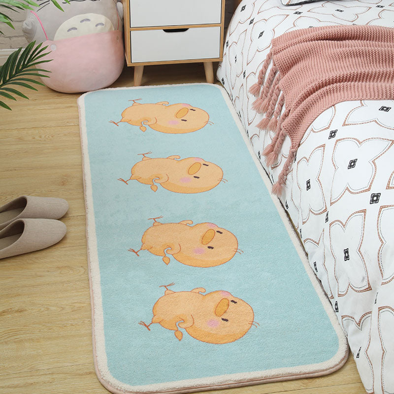 Pastel Multi Colored Scandinavian Rug Cotton Animal Rug Machine Wash Carpet for Girls Room Aqua Clearhalo 'Area Rug' 'Rug' 2106230