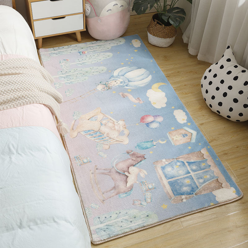 Babyish Multicolor Animal Rug Cotton Cartoon Area Carpet Washable Non-Slip Stain Resistant Rug for Kids Blue Clearhalo 'Area Rug' 'Rug' 2106264