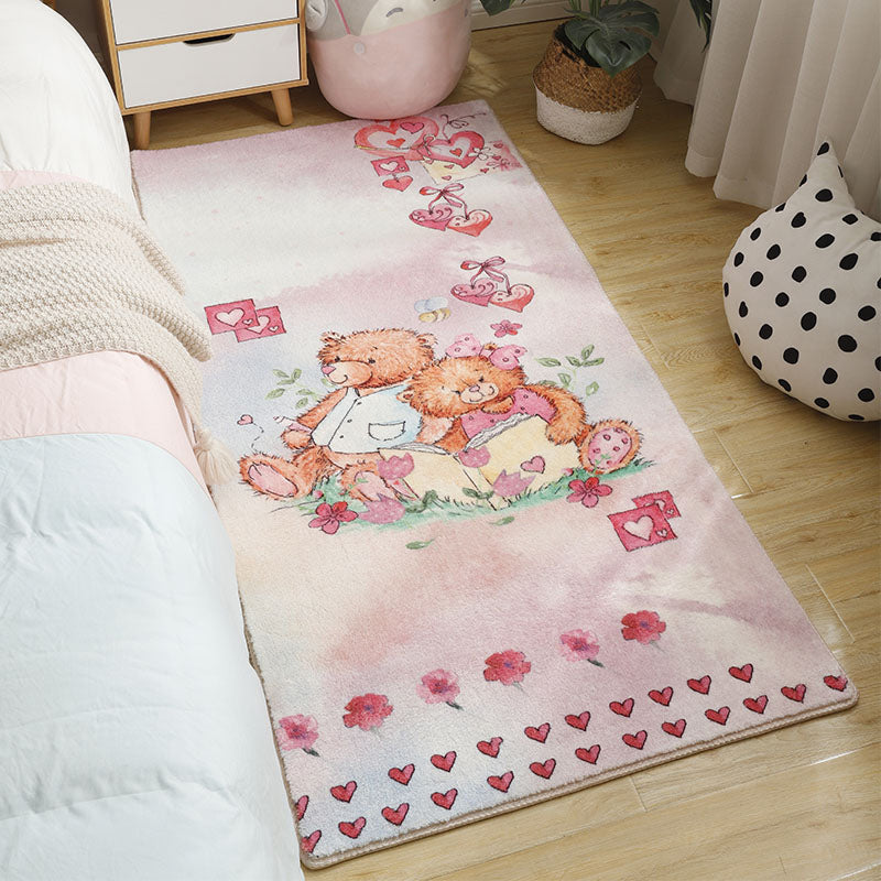 Babyish Multicolor Animal Rug Cotton Cartoon Area Carpet Washable Non-Slip Stain Resistant Rug for Kids Pink Clearhalo 'Area Rug' 'Rug' 2106267