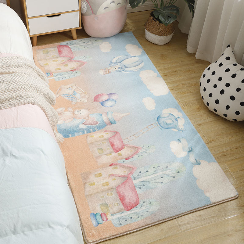 Babyish Multicolor Animal Rug Cotton Cartoon Area Carpet Washable Non-Slip Stain Resistant Rug for Kids Blue-Orange Clearhalo 'Area Rug' 'Rug' 2106268