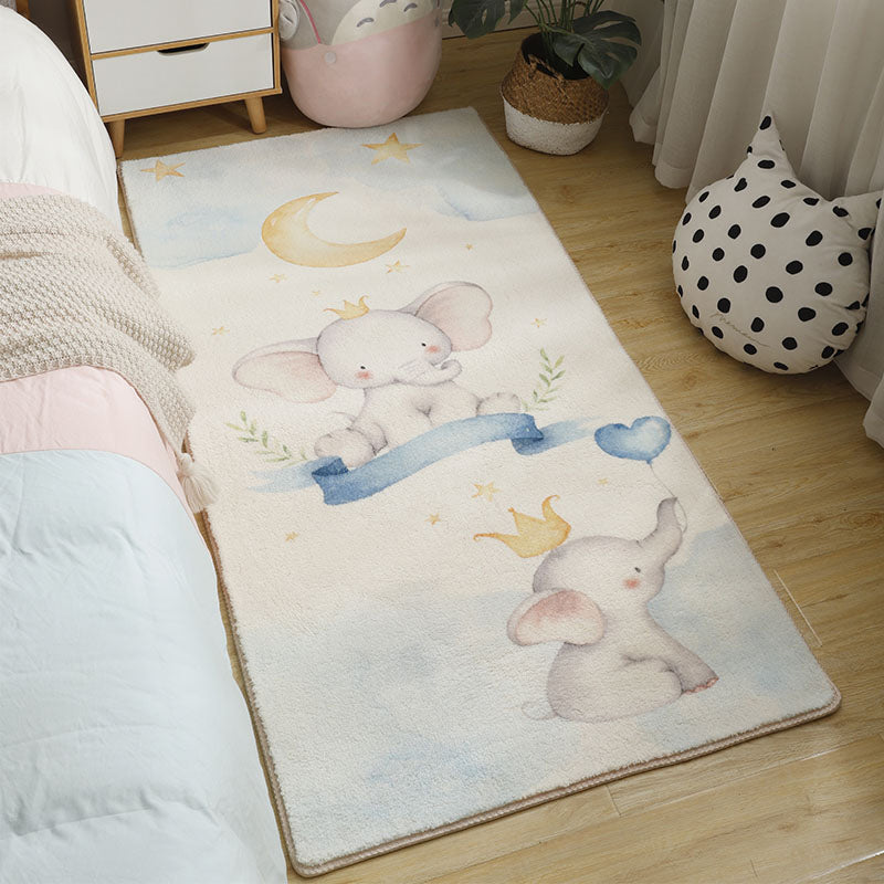 Babyish Multicolor Animal Rug Cotton Cartoon Area Carpet Washable Non-Slip Stain Resistant Rug for Kids White Clearhalo 'Area Rug' 'Rug' 2106271