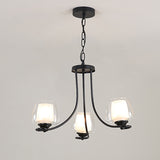 3/6 Bulbs Ceiling Lamp Sputnik Double-Layered Glass Traditional Dining Room Chandelier in Black Clearhalo 'Ceiling Lights' 'Chandeliers' Lighting' options 210643