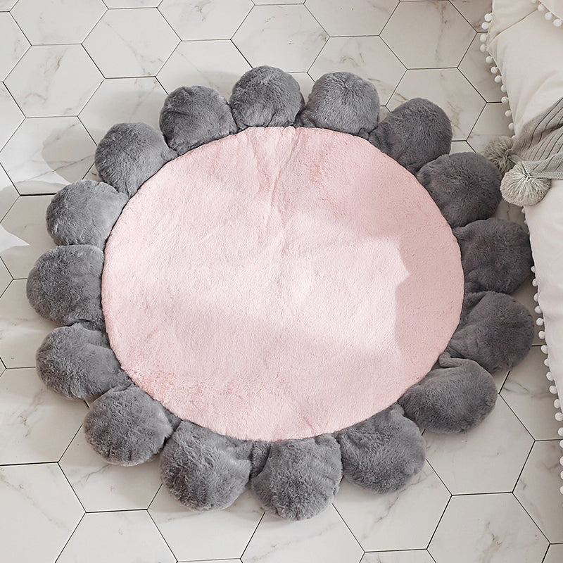 Sunflower Shaped Plain Rug Multi-Color Kids Rug Polypropylene Pet Friendly Anti-Slip Backing Stain Resistant Rug for Baby Girl Room Pink Clearhalo 'Area Rug' 'Rug' 2106441