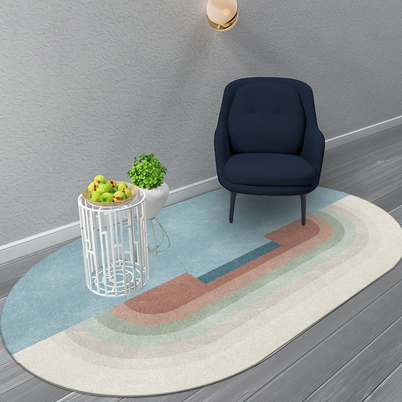 Unique Morandi-Color Geometric Shape Rug Synthetics Modern Rug Machine Washable Anti-Slip Stain Resistant Rug for Home Lake Blue Clearhalo 'Area Rug' 'Rug' 2106663