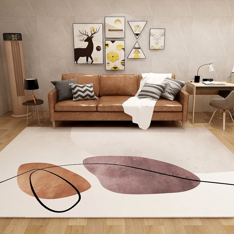 Abstract Rug Polyester Minimalist Rug Washable Rug for Great Room Khaki Clearhalo 'Area Rug' 'Rug' 2106742