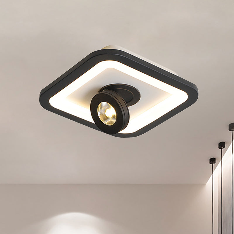 Acrylic Square/Round Flush Mount Modernist Led White/Black Flush Ceiling Light Fixture in Warm/White Light Black Square Clearhalo 'Ceiling Lights' 'Close To Ceiling Lights' 'Close to ceiling' 'Flush mount' Lighting' 210688