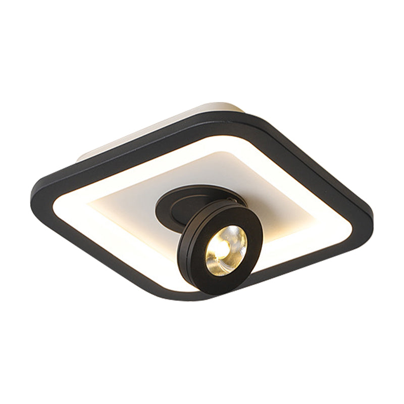 Acrylic Square/Round Flush Mount Modernist Led White/Black Flush Ceiling Light Fixture in Warm/White Light Clearhalo 'Ceiling Lights' 'Close To Ceiling Lights' 'Close to ceiling' 'Flush mount' Lighting' 210689