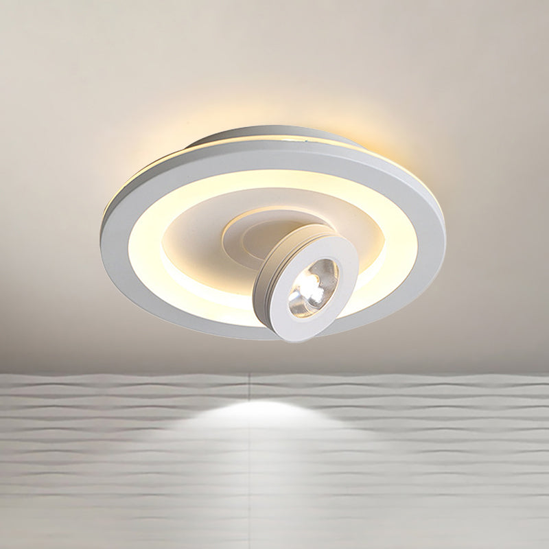 Acrylic Square/Round Flush Mount Modernist Led White/Black Flush Ceiling Light Fixture in Warm/White Light White Round Clearhalo 'Ceiling Lights' 'Close To Ceiling Lights' 'Close to ceiling' 'Flush mount' Lighting' 210690