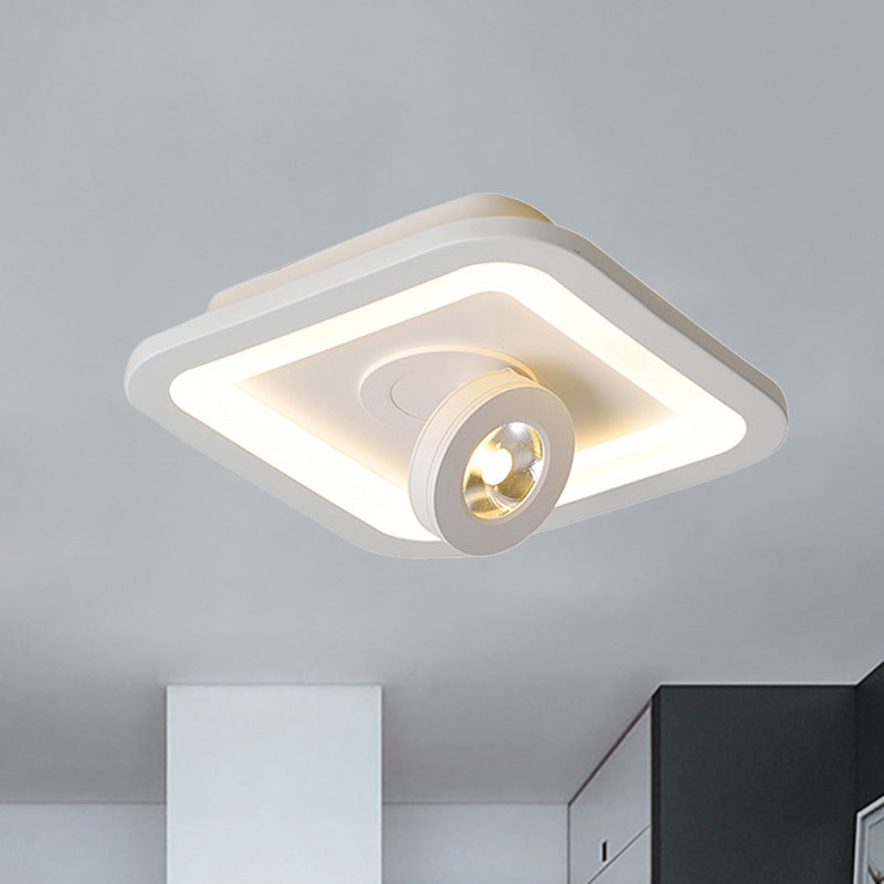 Acrylic Square/Round Flush Mount Modernist Led White/Black Flush Ceiling Light Fixture in Warm/White Light White Square Clearhalo 'Ceiling Lights' 'Close To Ceiling Lights' 'Close to ceiling' 'Flush mount' Lighting' 210693