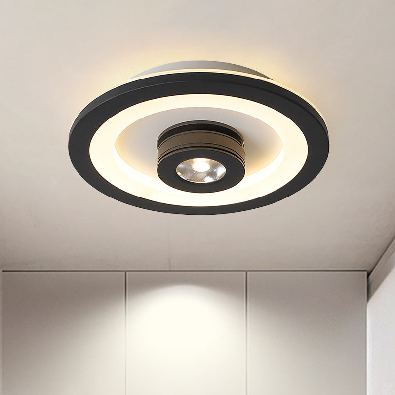 Acrylic Square/Round Flush Mount Modernist Led White/Black Flush Ceiling Light Fixture in Warm/White Light Black Round Clearhalo 'Ceiling Lights' 'Close To Ceiling Lights' 'Close to ceiling' 'Flush mount' Lighting' 210696